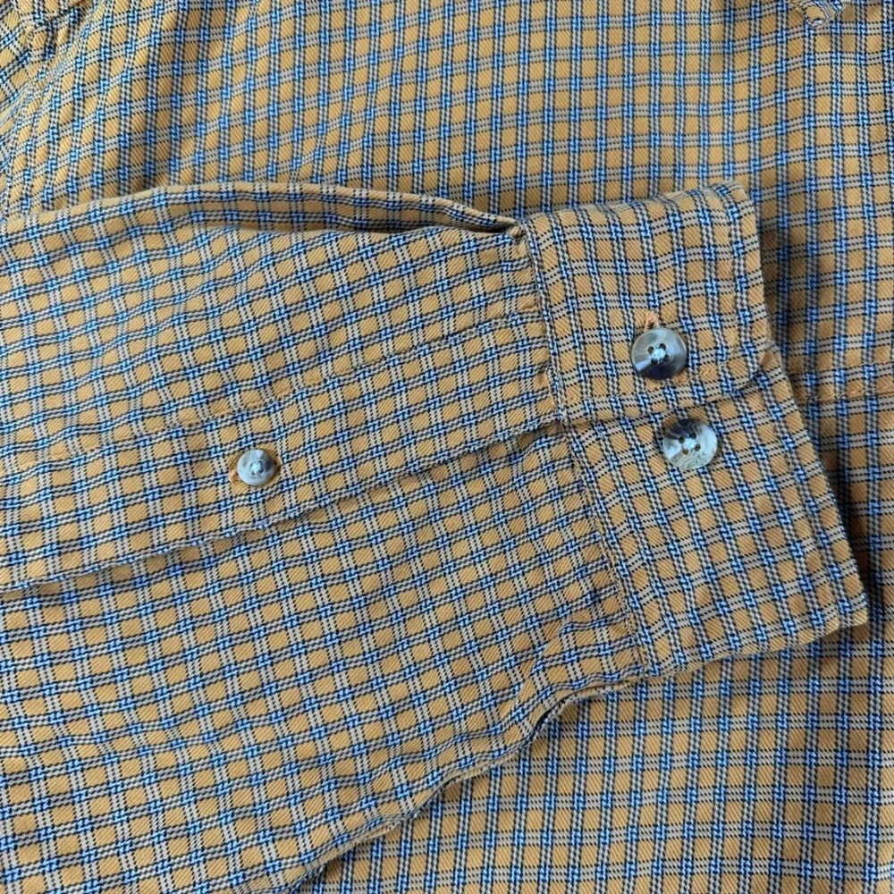 The North Face Button Down Mens L Large Yellow Plaid Hiking Long Sleeve Shirt